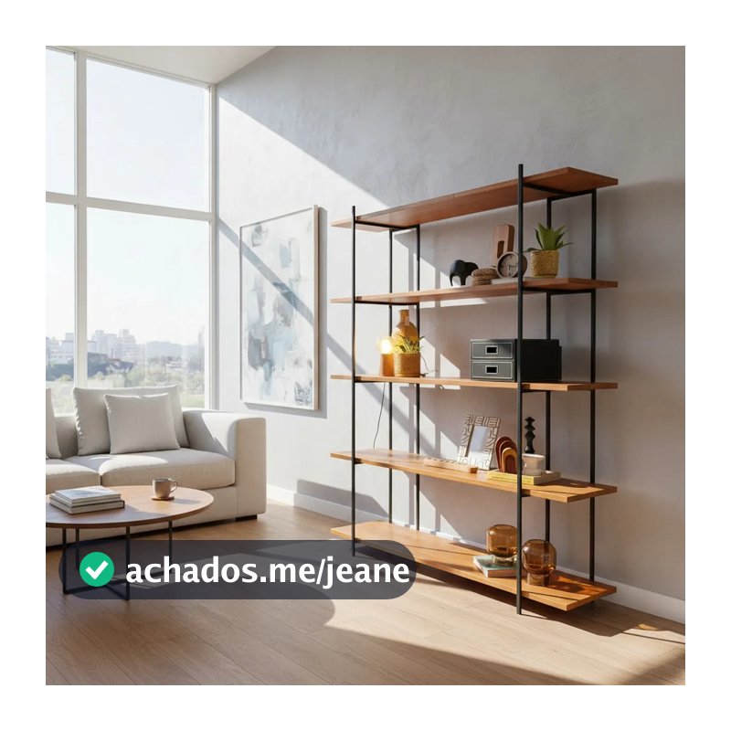 Estante Industrial Alta 186cm com 5 Prateleiras de Madeira Maciça