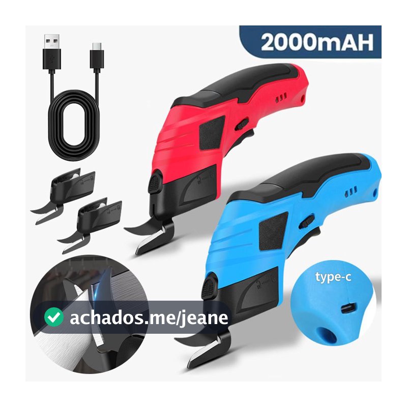 Tesoura Elétrica Portátil 2000mAh 0,3kg, Cortador de Tecido Recarregável Profissional para Costura