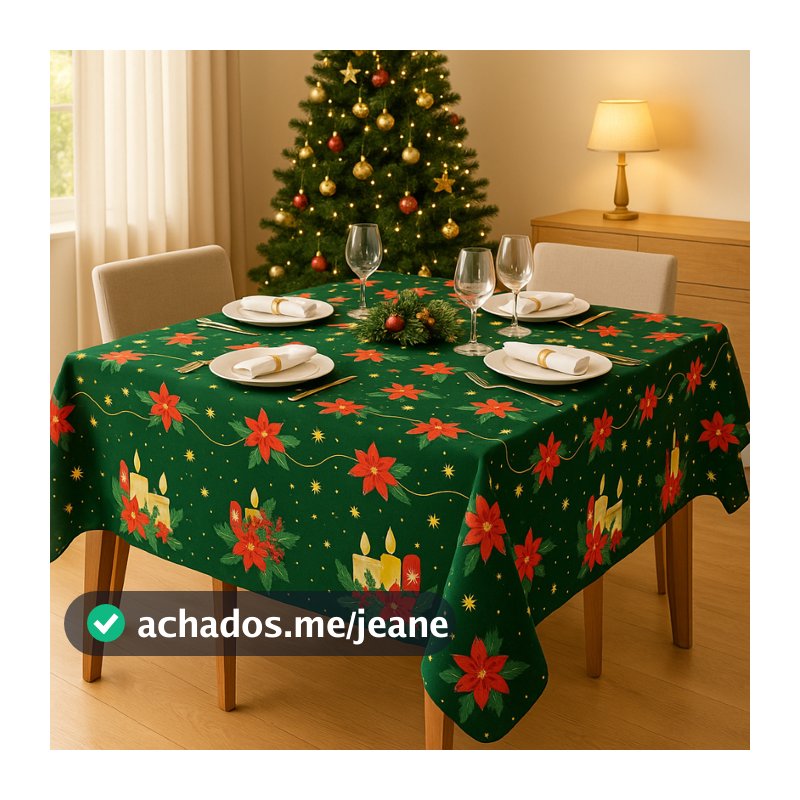 Toalha de Mesa Natalina Oxford – 4, 6 ou 8 Lugares | Decoração de Natal