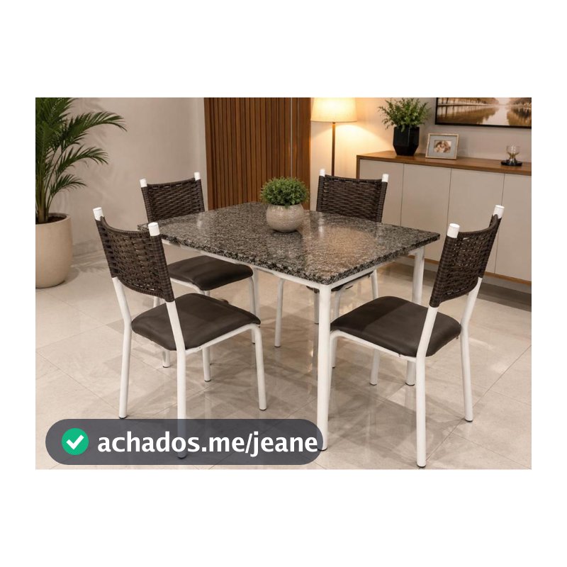 Kit Conjunto 4 Cadeiras Para Sala De Jantar E Cozinha Junco E Fibra Sintética Com Assento Estofado Impermeável