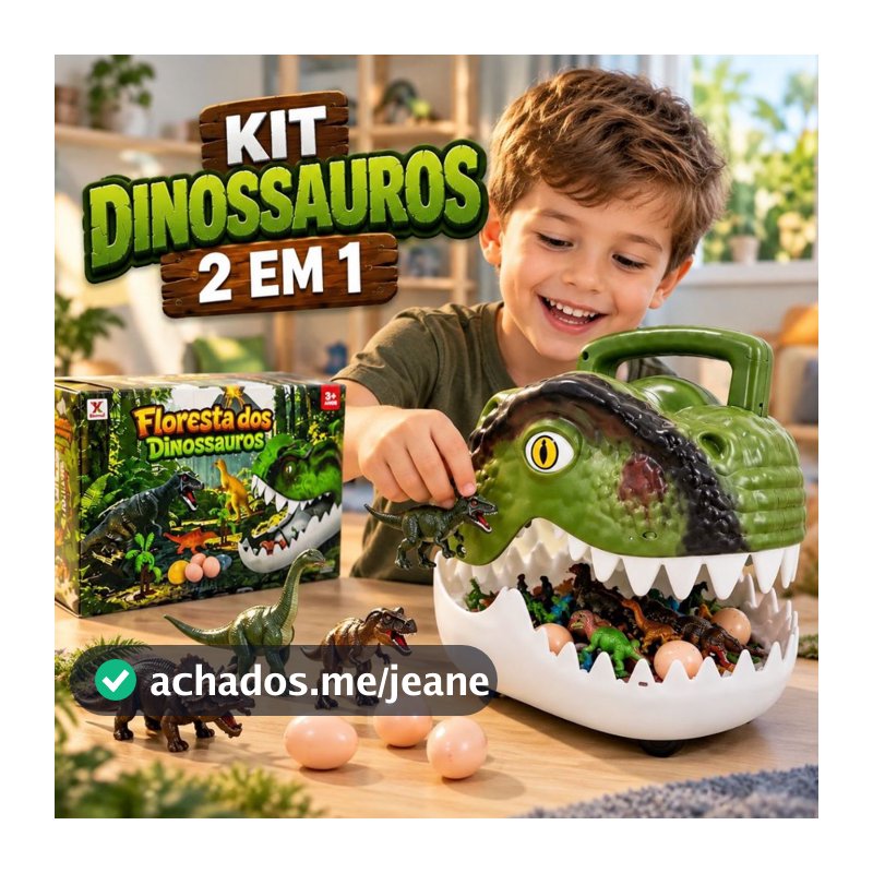 Kit Brinquedo Dinossauro 2 em 1 Com Carrinho Armazenamento Floresta Moderna Portátil Infantil
