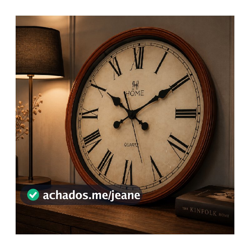 Relógio de Parede Grande 50cm Números Romanos Redondo Decorativo Vintage