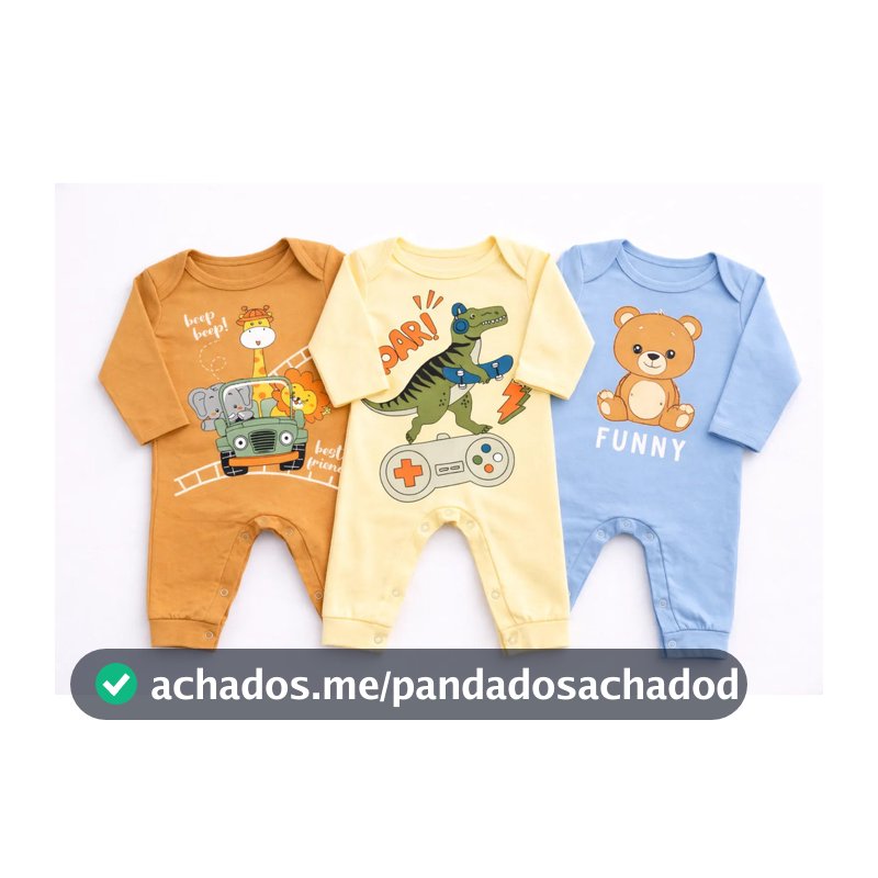 Kit 3 Macacão Bebe Sortidos Masculino Estampado