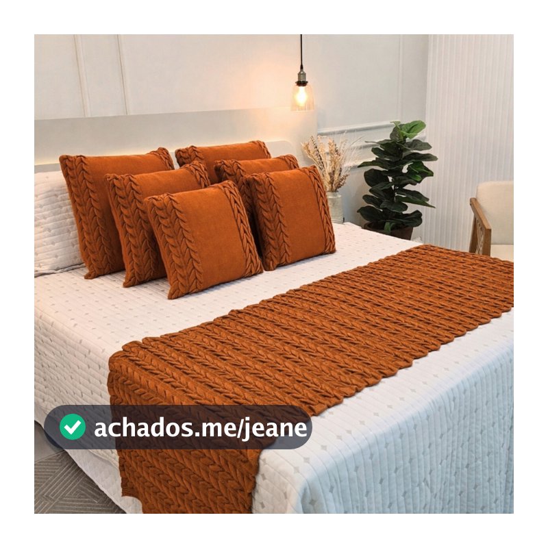 Kit Peseira Manta Tricot Sofá Cama Casal Queen King Aconchego Home Decor + 2 Capas Almofadas