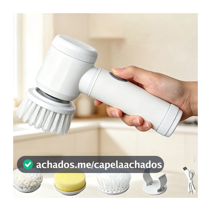 Escova De Limpeza 5 em 1 Ajustável Janela Banheiro e Cozinha Ferramenta Recarregável