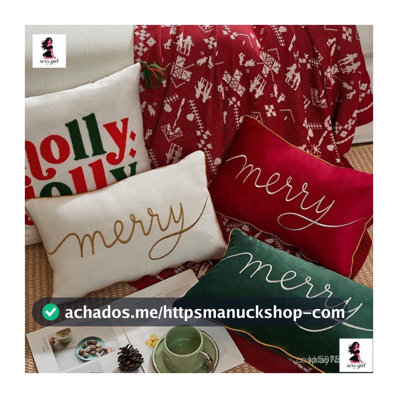 Capa de Almofada Decorativa de Natal 30x50cm, Quadrada Bordada Decorativa 45x45cm, Adequada para Sofá, Quarto, Carro RET