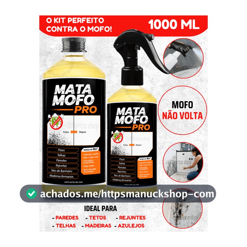 Tira Mata Mofo PREMIUM Com Spray Anti Não Volta Elimina Parede Teto Piso 1LT Armário Madeira Bolor