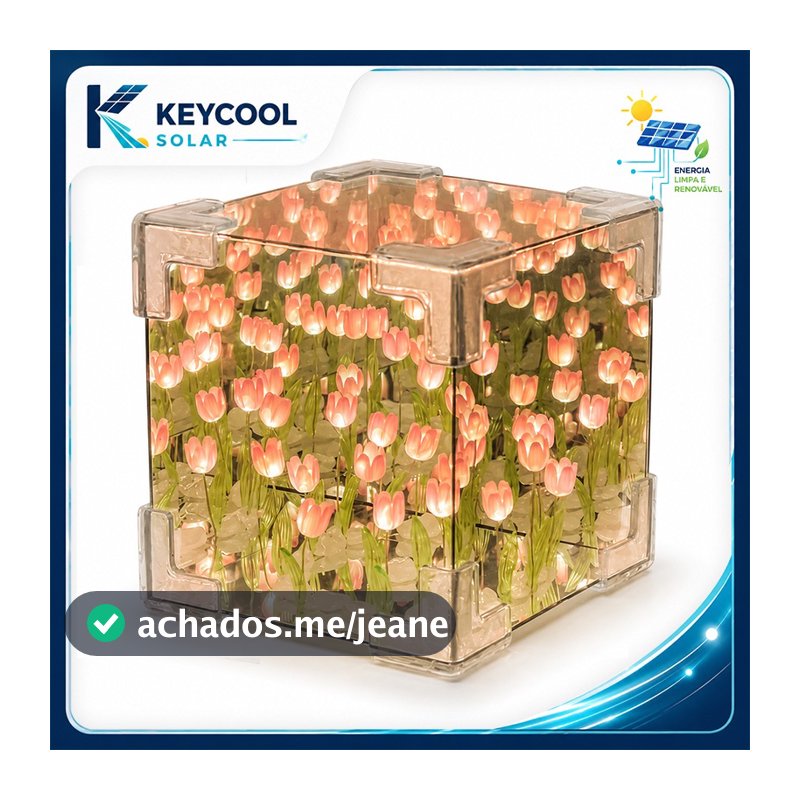 Keycool Luminária de Tulipas Espelho Infinito 3D Kit DIY 21 Flores a Pilha 12cm Rosa ou Colorida