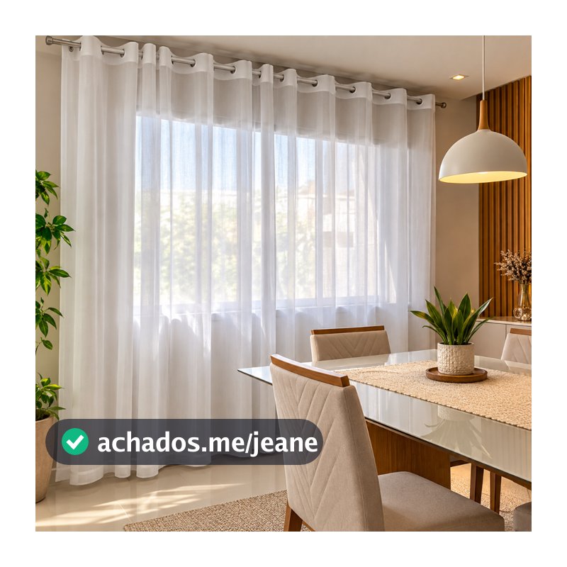 Cortina Estilo Voil Liso Diversos Tamanhos para Sala Quarto Cozinha e Festa