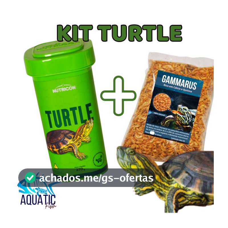 KIT Ração Turtle Nutricon + Camarão Gammarus Rico em Calcio e Quitina tartaruga