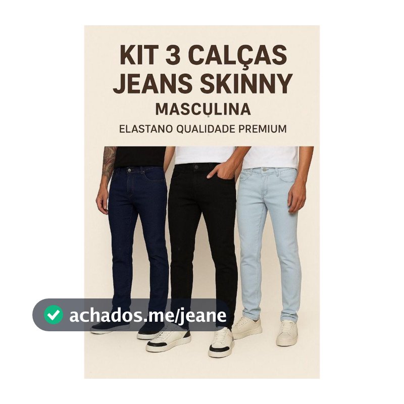 KIT 3 Calça Jeans Masculina Skinny Original Elastano Qualidade Premium
