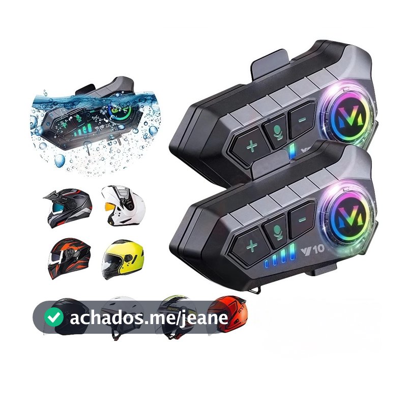 Y10 Motocicleta Sem Fio Bluetooth 5.3 Fone de Ouvido Capacete Kit de Chamadas Mãos Livres À Prova D'Água Interco