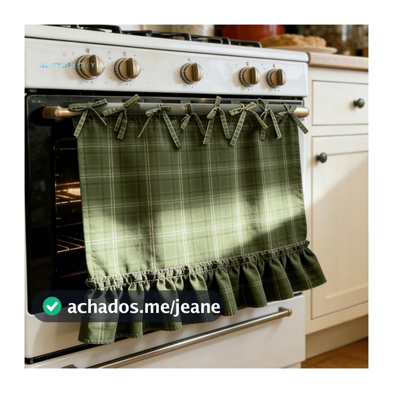 Farmhouse Kitchen Decor Oven Curtain Handmade Cover with Ruffle Trim – Easy Install for Stove Hideaway Dustproof for S