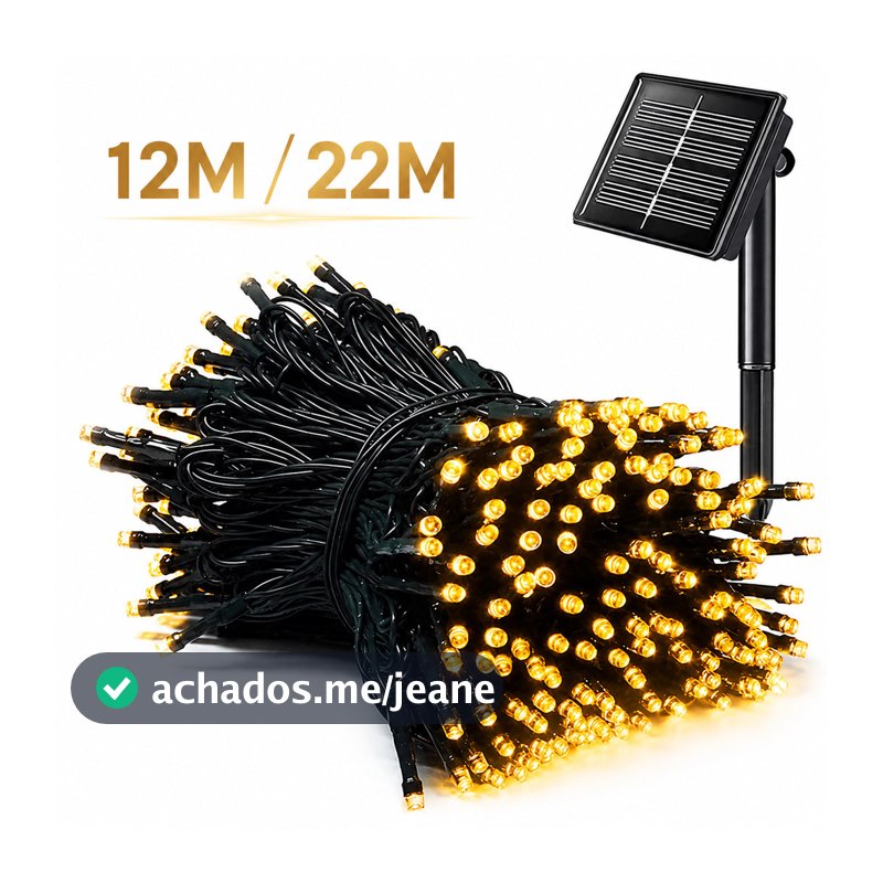 Cordao De 100/200 Leds Solar 12/22M USO EXTERNO Promoção Natal Externo Fixo E 8 Funções Prova D'água Cordão Luzes