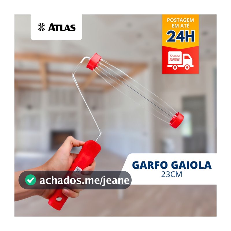 Cabo / Suporte Atlas - Roma  Para Rolo Pintura 23cm Garfo Gaiola