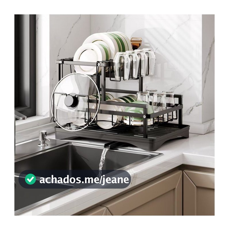 Escorredor de Louças Rack Aço Carbono Organizador Preto