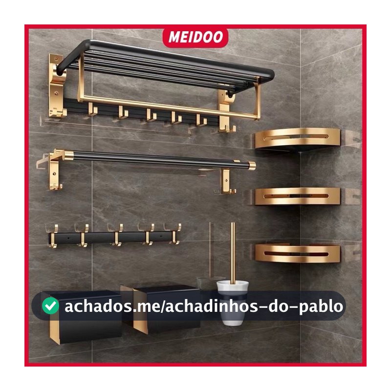 Rack de armazenamento de banheiro em alumínio dourado preto MEIDOO