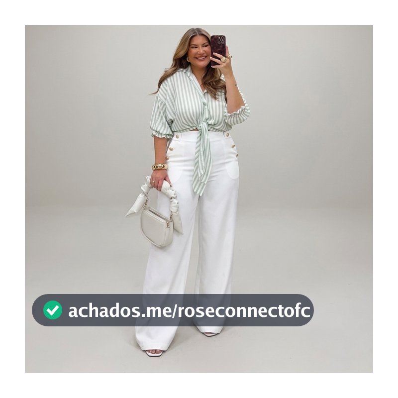Calça de Alfaiataria Pantalona com Botões Dourados Super Chique Moda Feminina