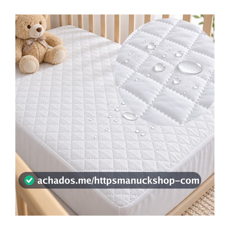 Capa Protetora De Colchão Impermeável Lençol com Elástico Berço Americano Para Bebe Anti Mofo 70 cm x 130 cm x 15 cm.