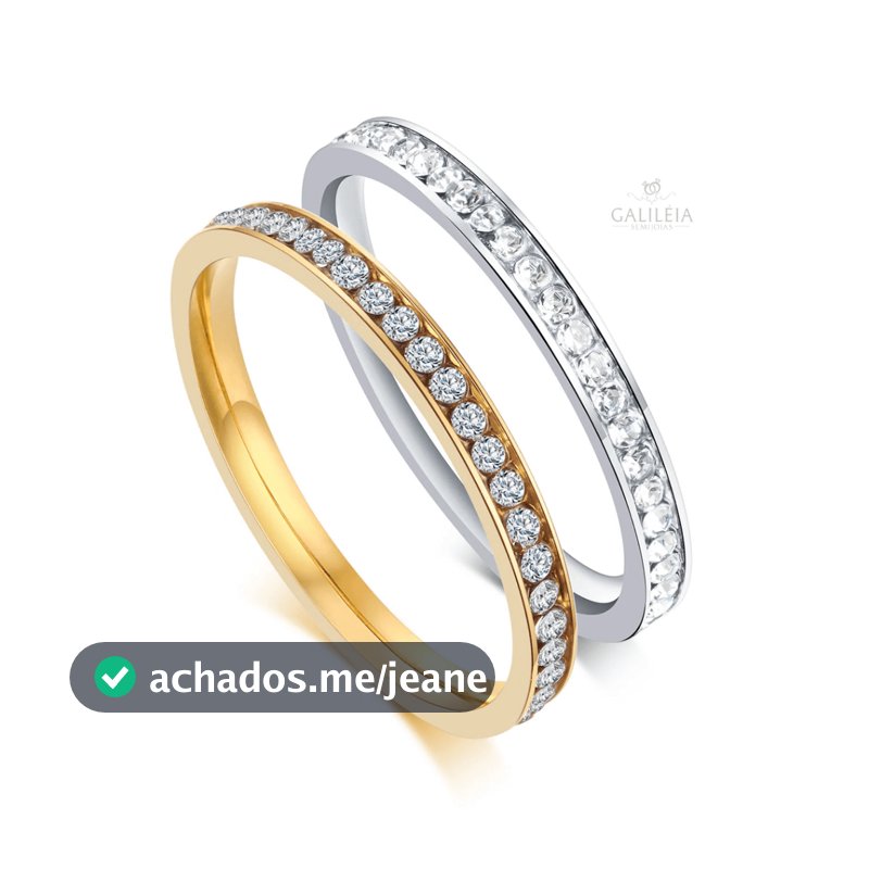 Anel Aparador Feminino 3mm em Aço Inoxidável Com Pedras Zircônias I  Alta Durabilidade e Resistência I Hipoalergênico