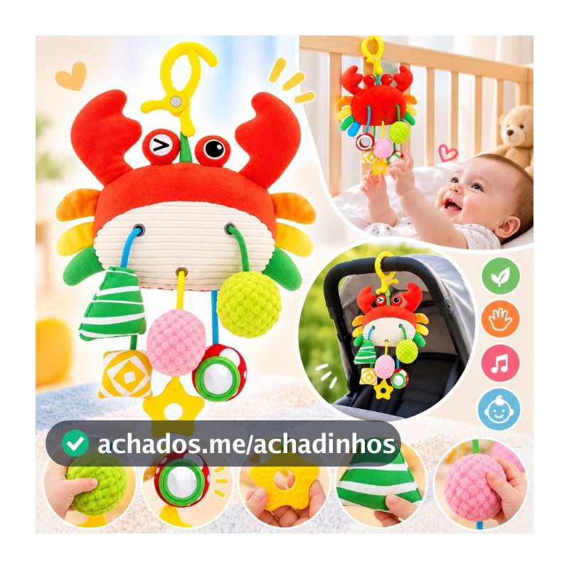 Mobile de Berço Infantil Caranguejo puxador sensorial Promoção