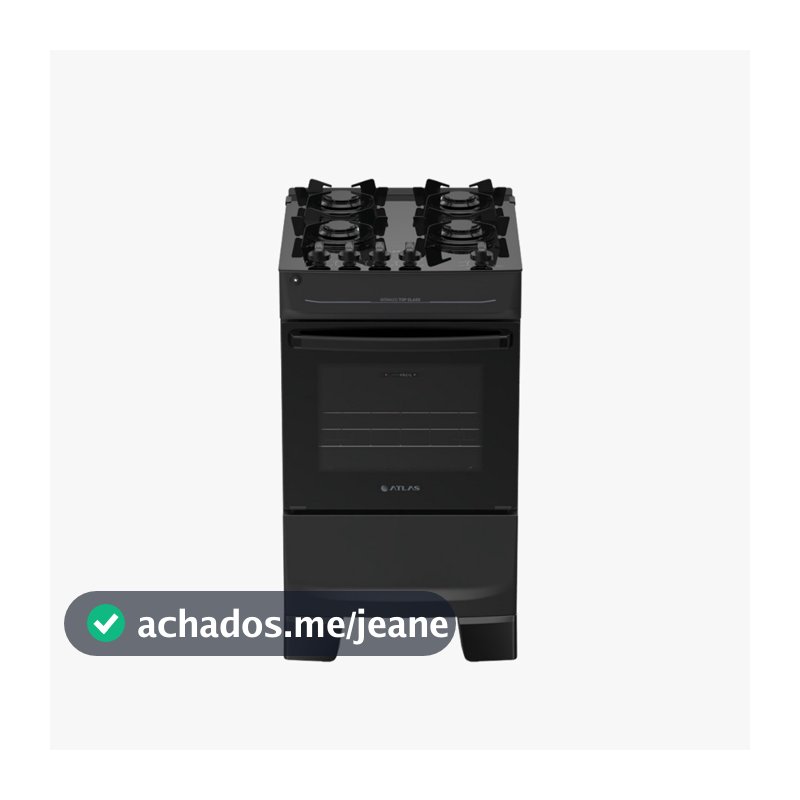 Fogão 4 Bocas Preto com Mesa de Vidro Atlas Mônaco Top Glass Acendimento Automático Bivolt