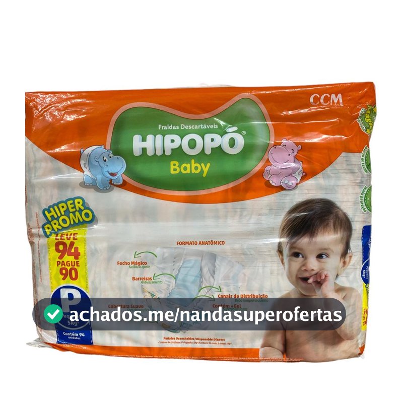 Fraldas Descartáveis Pacotão Hipopó DIA E NOITE ÓTIMA PRA ESCOLINHA