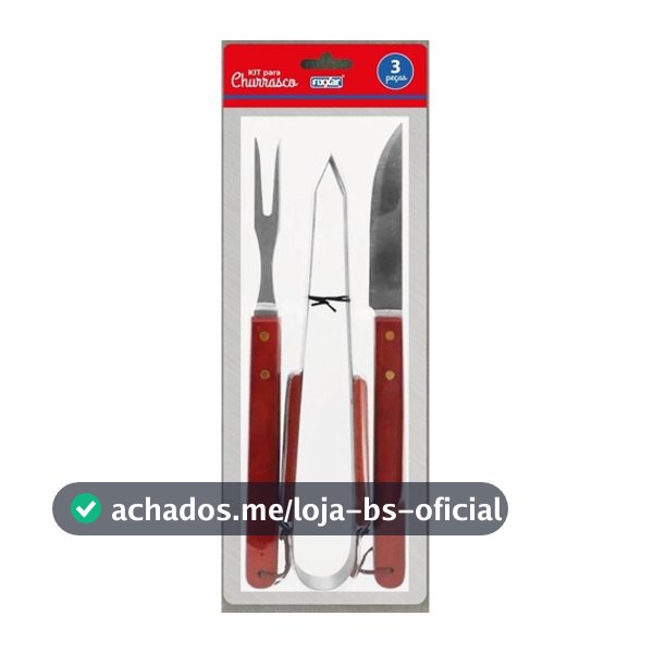 Kit Churrasco Fixxar Essencial Jogo Faca Garfo Pegador 3 Pçs Inox