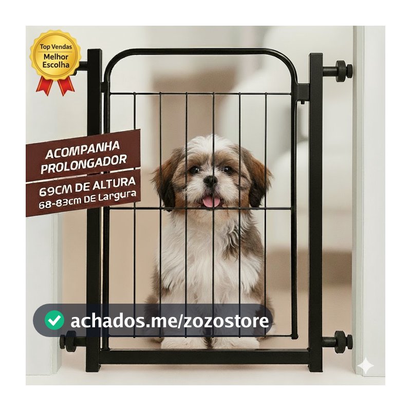 Portão Pet Grade Aramado de Proteção Para Cães Portão para Bebes Segurança Para Crianças Com Extensor de 10cm