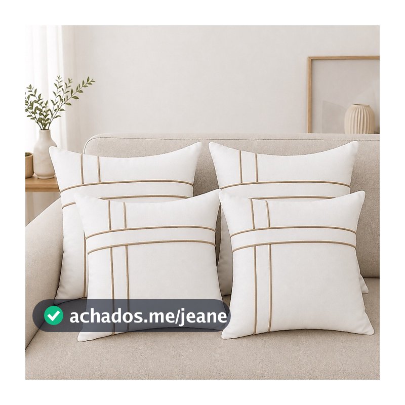 Capa de almofada decorativa 04 unidades com zíper 35cm x 35cm clean luxo