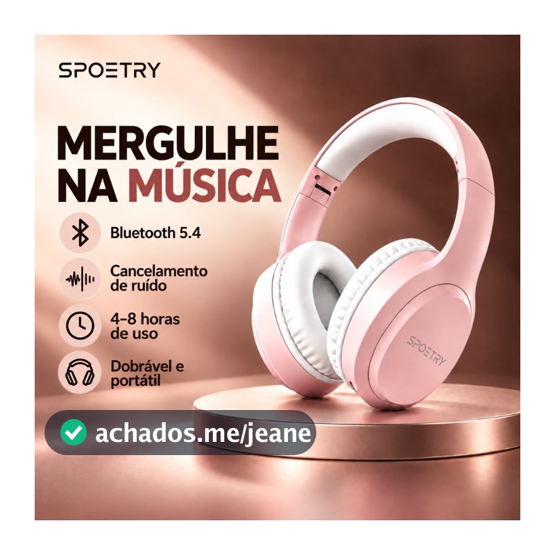 Headphone Bluetooth 5.3 Dobrável, Fone Sem Fio ANC com Cancelamento de Ruído para Academia, Corrida e Uso Diário