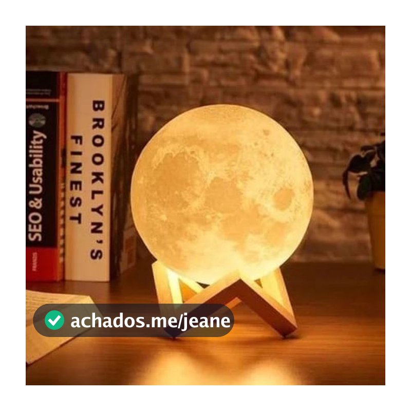 kit 2 unidida de Luminária Lua Cheia 3D LED Com Suporte Abajur para Decorar Casa Quarto Sala Mesa