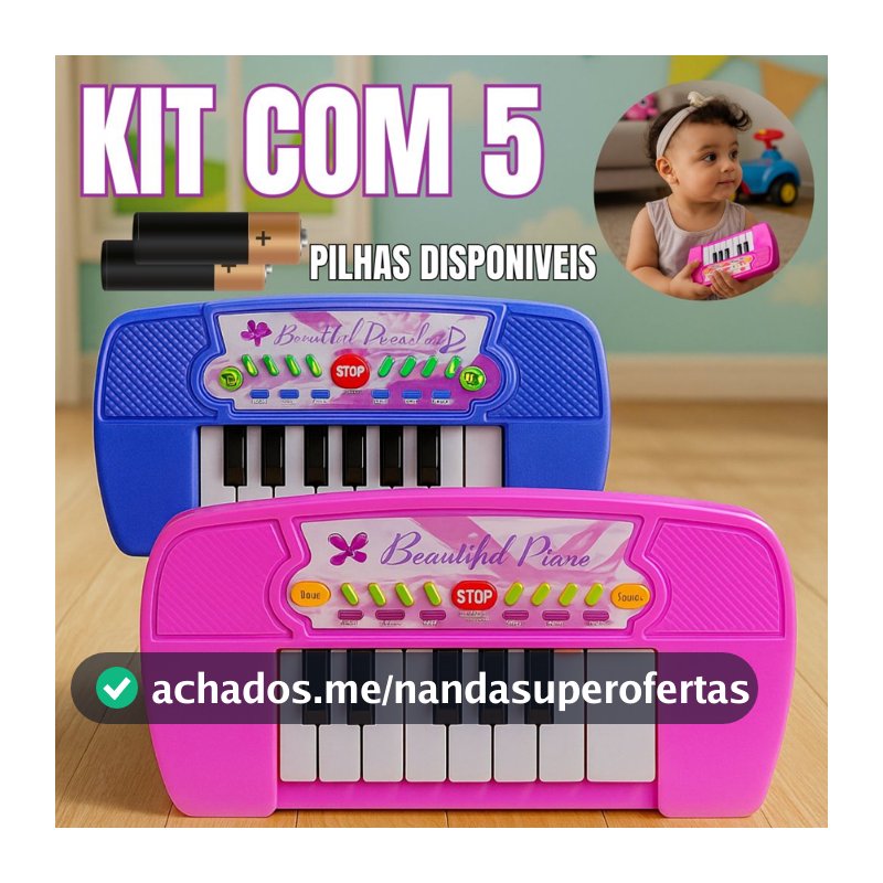 Brinquedo Piano Infantil Criança Bebê Neném Teclado Musical 2 Modos Som Presente Divertido Pilhas