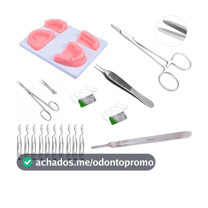 Kit Odonto 7 Peças com Simulador Sutura de Silicone