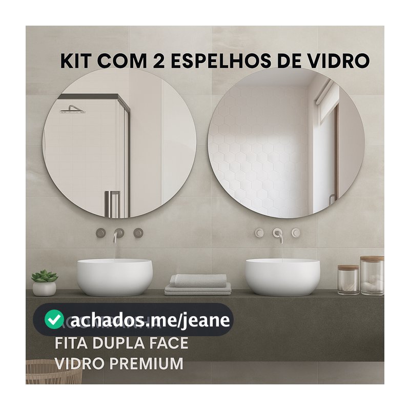 Kit 2 Espelhos  de vidro lapidados 60x60 cm Decoração Moderna