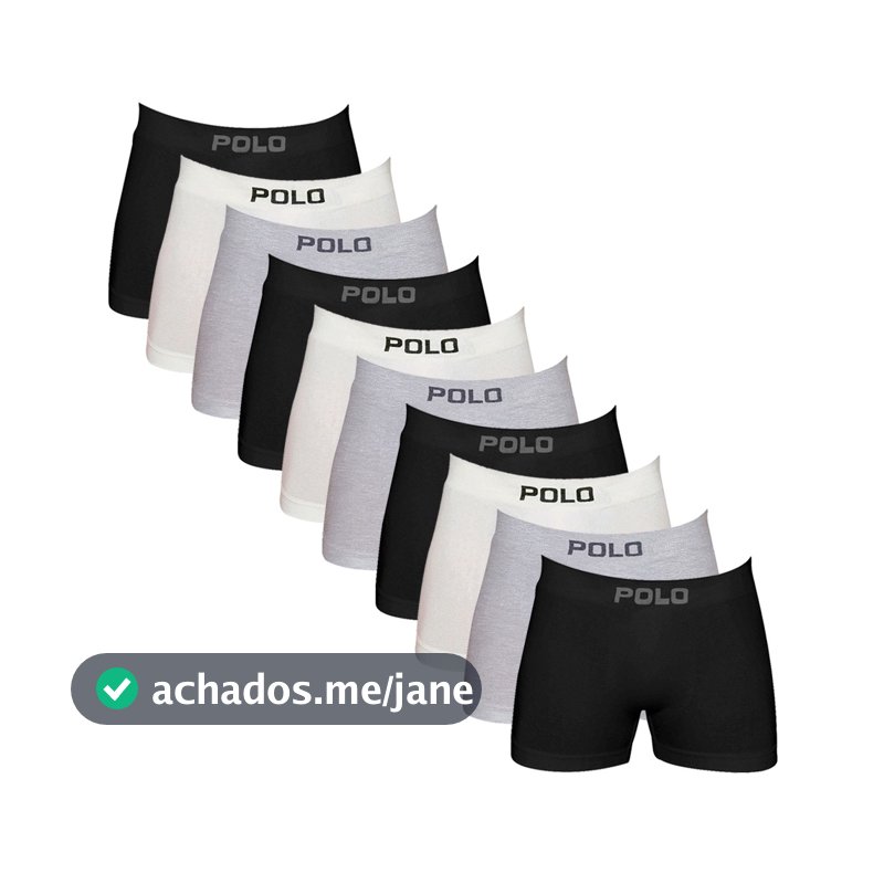 Kit 10 Cuecas de Algodão Polo 781 Boxer Sem Costura Sortida