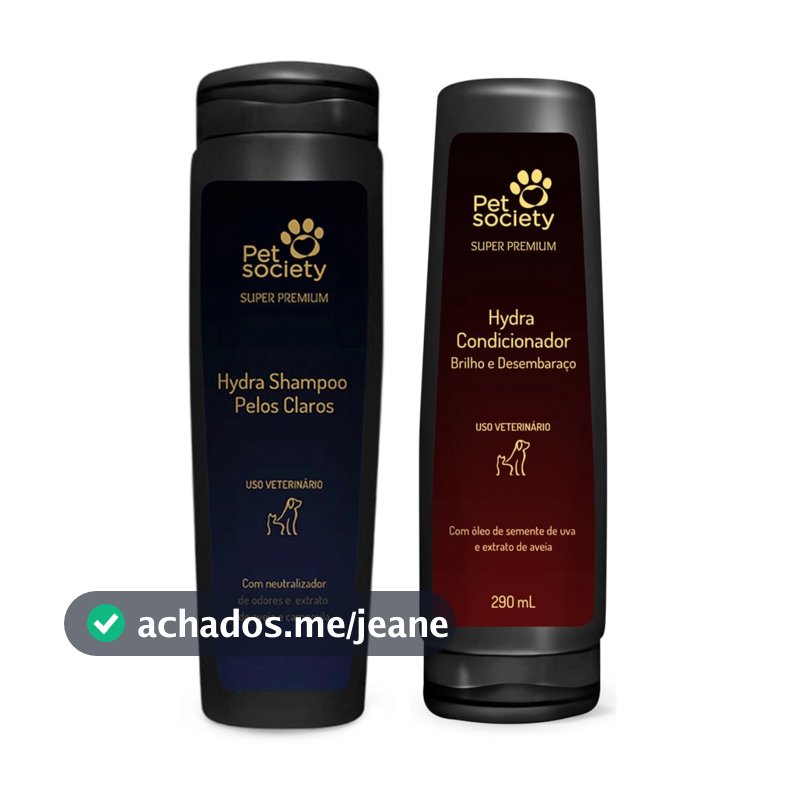 Shampoo Branqueador + Condicionador cachorro e gato Pet Society