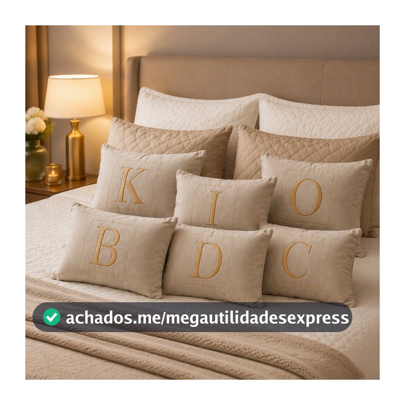 Almofada Personalizada Inicial Bordada Baguete Decorativa 30x50