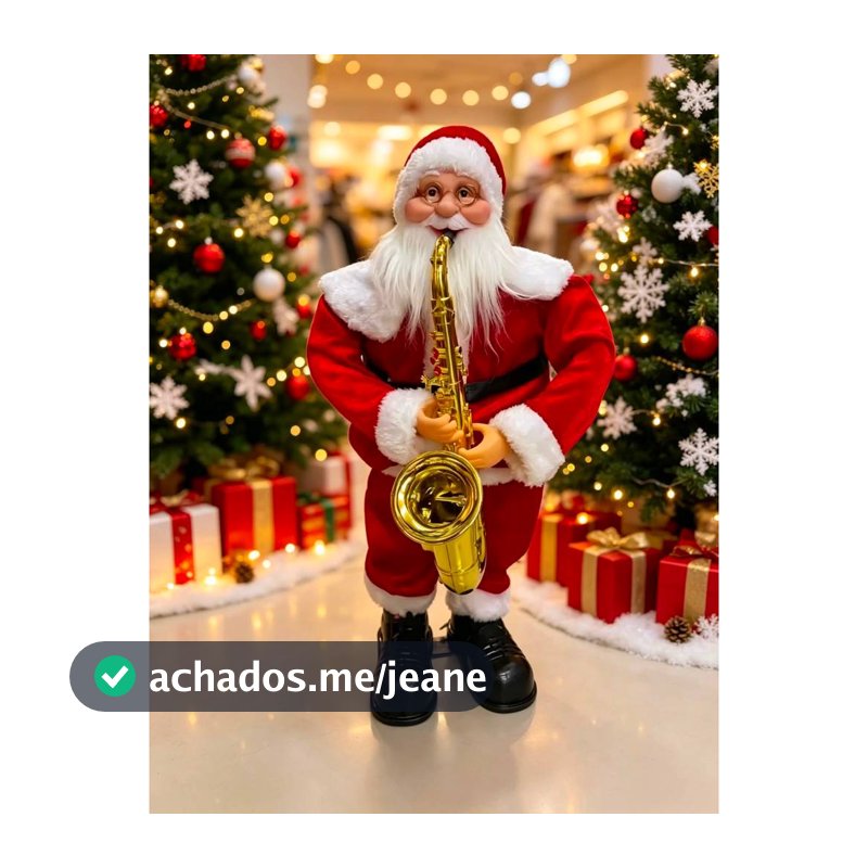 Boneco Papai Noel Saxofone Musical Dançante 60cm Com Sensor