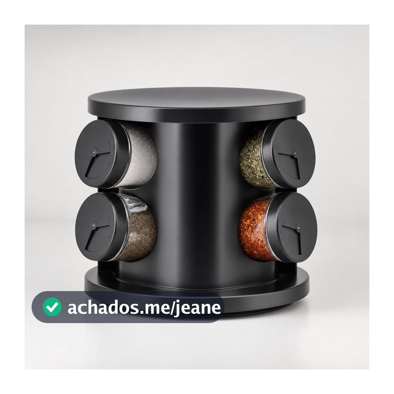 Porta Temperos Giratório 6 Potes 85ml | 3 Níveis Dosagem | Porta Condimentos Cozinha Prático Pequeno