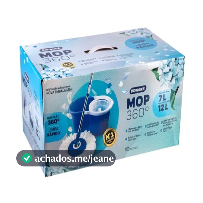 Balde Mop 12 Litros Bompack 360° Esfregão Para Limpeza