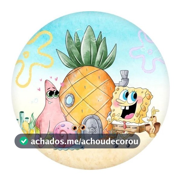 Painel Redondo Bob Esponja 50x50 tecido sublimado com elastico Leia a Descrição!! SUBLISTAR