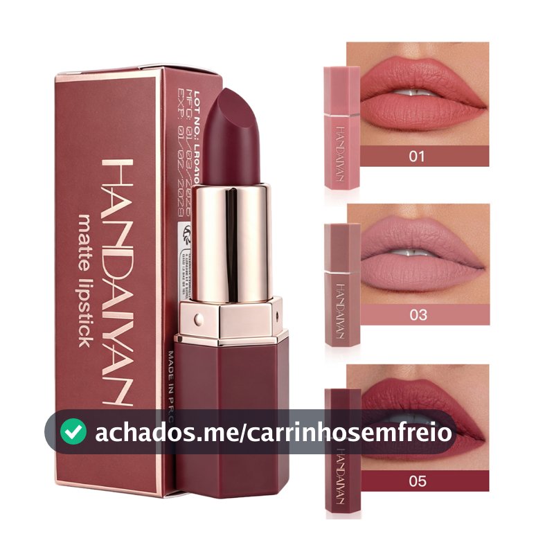 Batom Matte Nude 3 Cores À Prova D'água Duradouro Não Desbotante Vermelho Rosa Veludo Maquiagem Cosmética Labial
