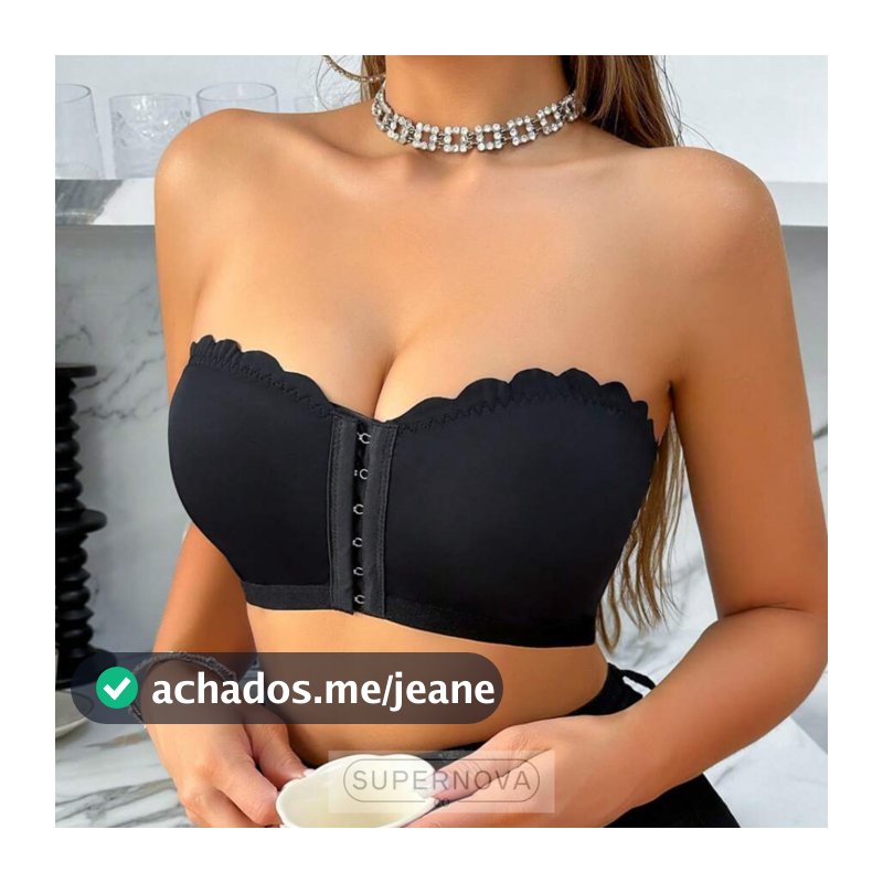 Sutiã Premium Ondulado Sem alça Fecho Frontal Três Níveis Top  Reforçado Bojo Removível
