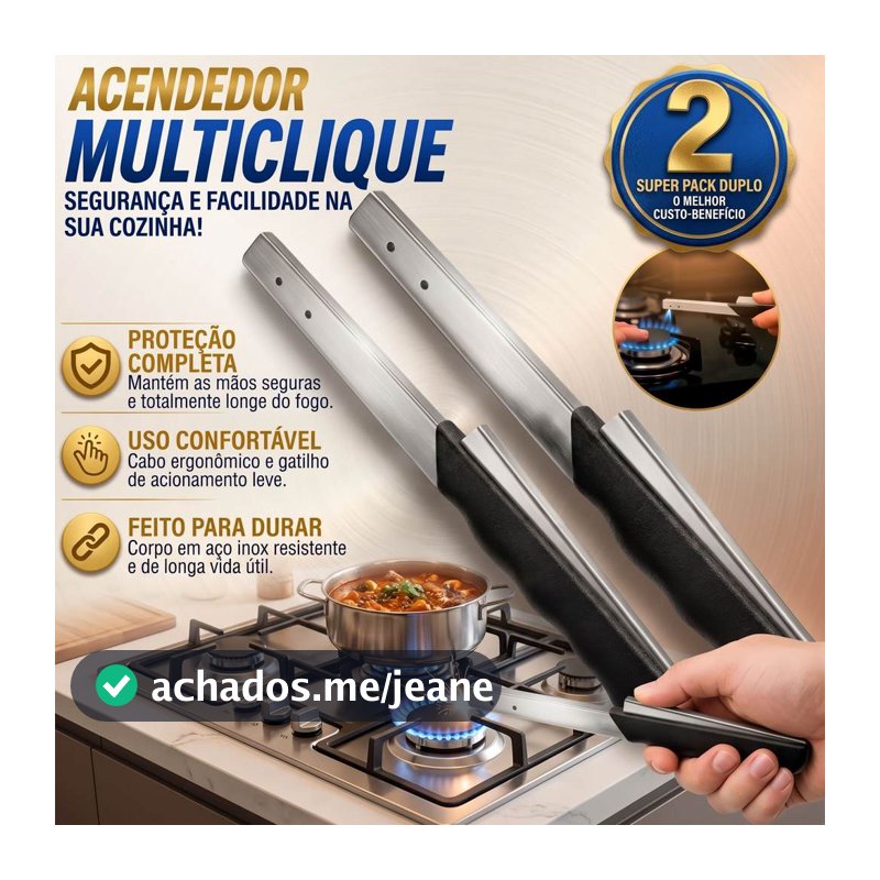 Kit 2 Acendedor De Fogão Linha Premium Multi Disparos 22cm Para Cozinha E Restaurantes