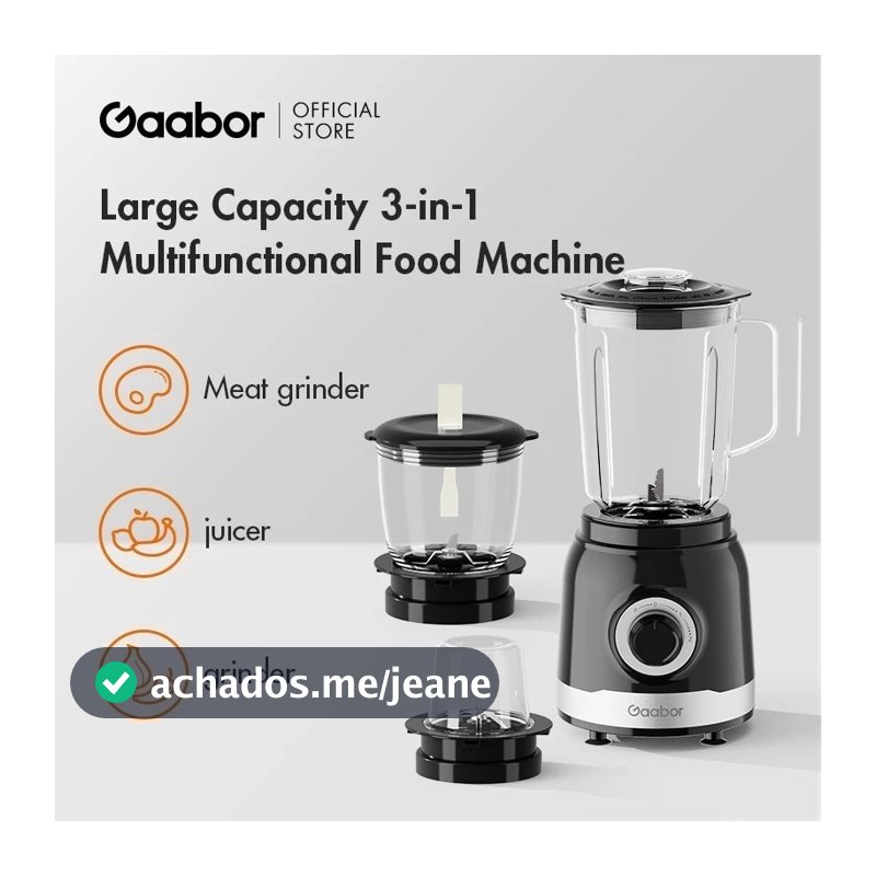Gaabor Processador 1,6L 500W Moedor de Carne + Liquidificador + Triturador – Potente JM-16M02A