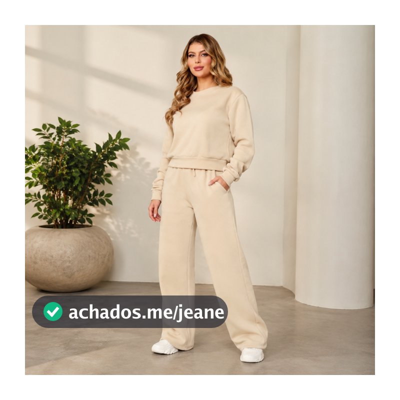 Conjunto Moletom Feminino Inverno Fleece Macio, Blusa + Calça Cintura Alta, Modelador Não Volumoso, Tamanhos M G GG,