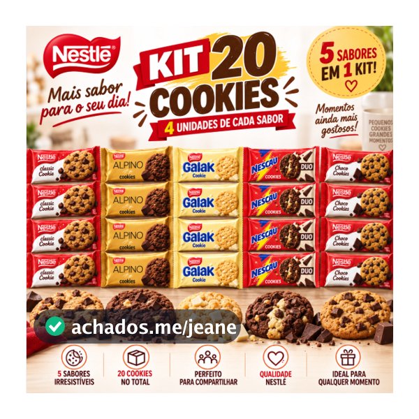 Kit 20 Unidades Cookies Nestlé 60g Sortidos – Lanche e Snack