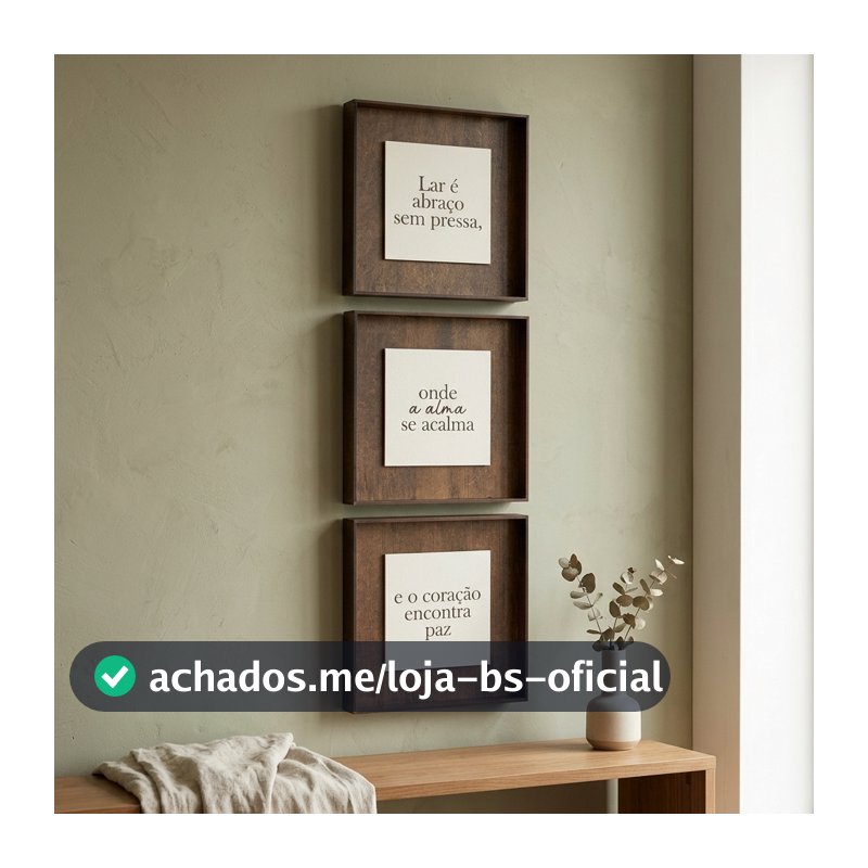 Kit Quadro Decorativo em MDF Quadrado com Placa Gravada Frase religiosa Sala Quarto Casa e Decoração