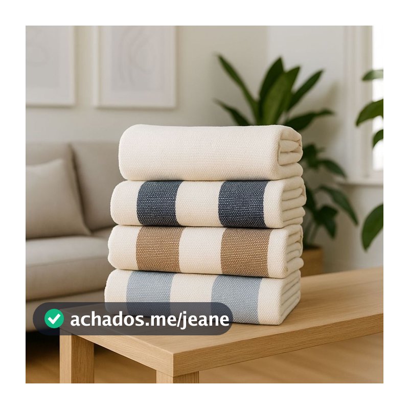 Manta Casal Buzios 2.40 X 1.80 Listrada Decorativa Tropical Para Sofá, Cama e Varanda 100% Algodão Top